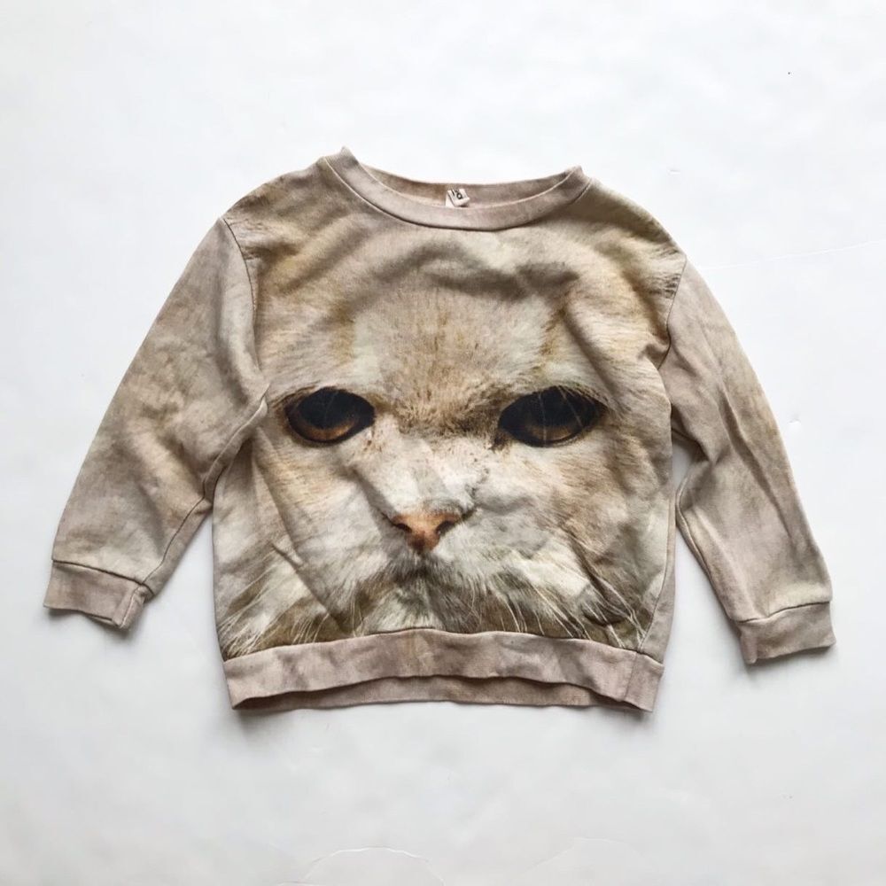 Popupshop cat face sweatshirt EUC 2-3Y
